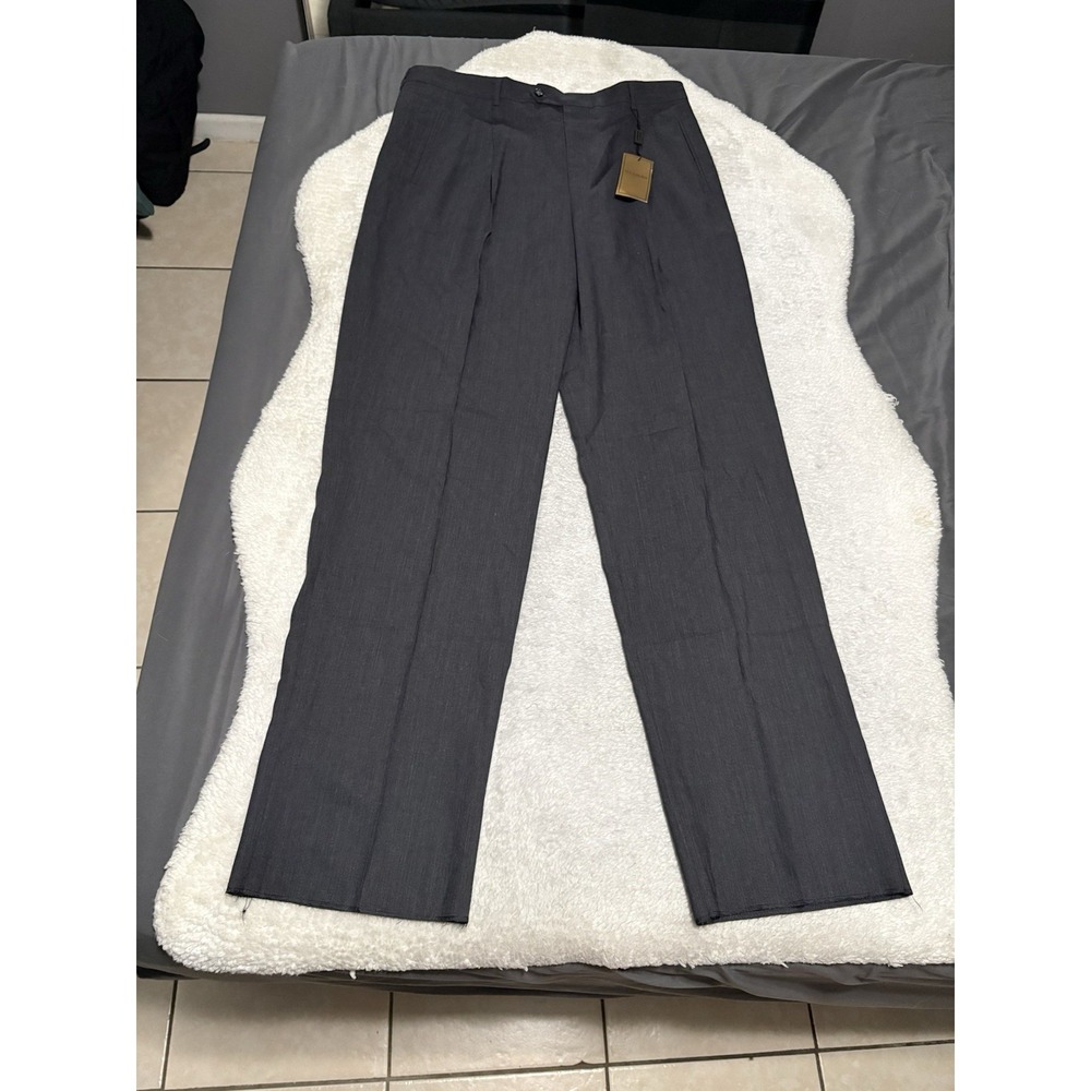 New Luca Rossi Men's Gray Wool Pleated Dress Pants Size 38‎ Made Italy Unhemmed